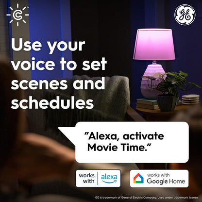 Cync GE Dynamic Effects - foco LED inteligente A19, luz WiFi inteligente que cambia de color, compatible con Alexa y Google Home (paquete de 2)