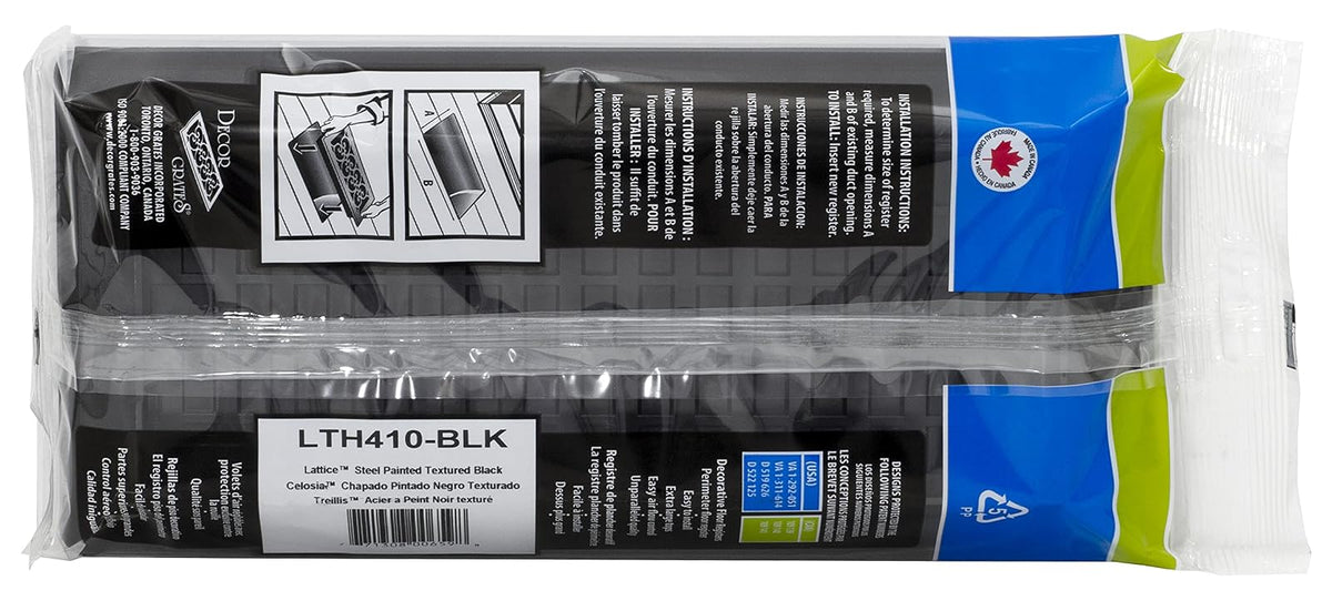Decor Grates PL408-BLK - Registro de piso de plástico, 10,1 x 20,3 cm, color negro