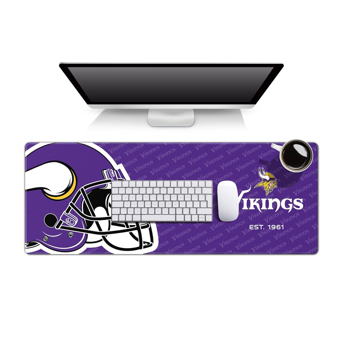 YouTheFan Tapete para Escritorio NFL con Logo de tu Equipo - 30.5 x 80 cm - Minnesota Vikings