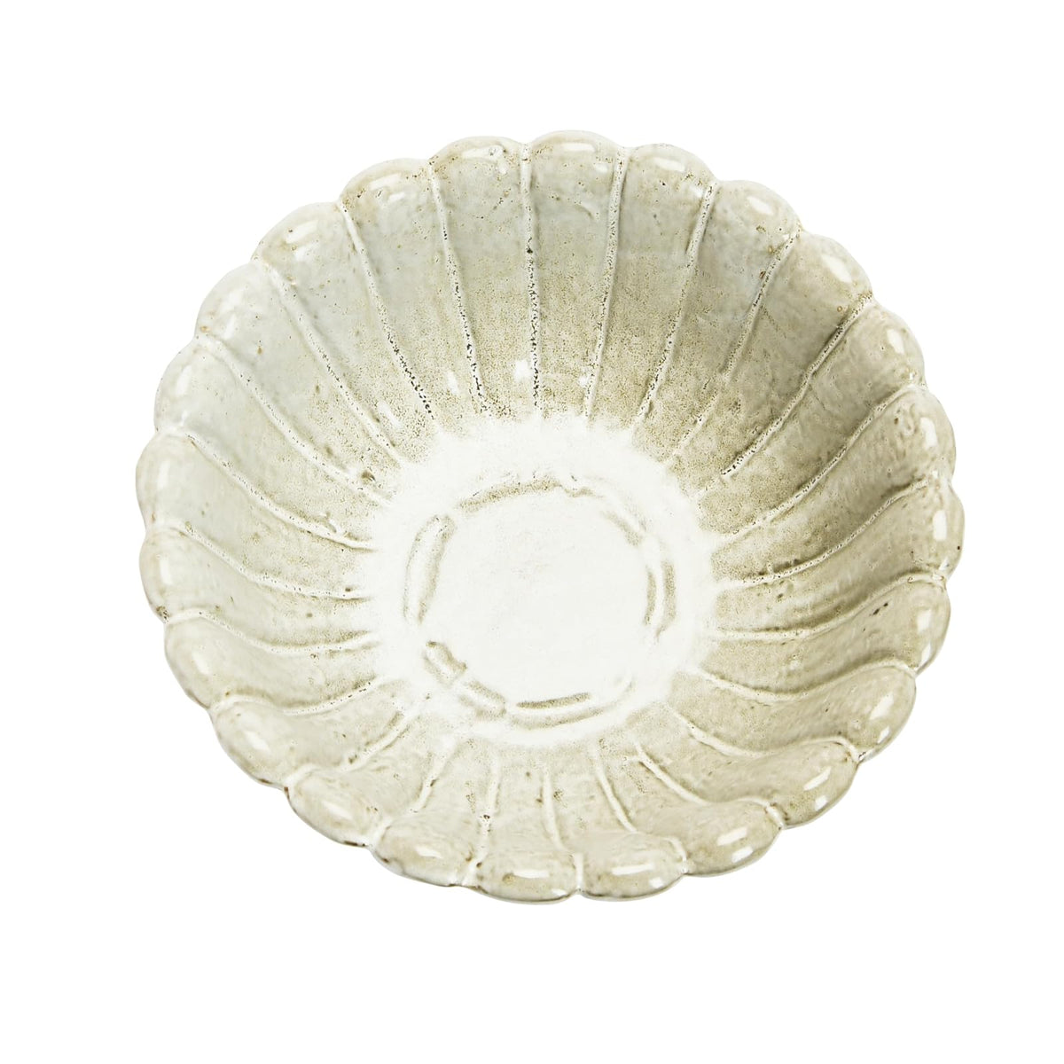 Creative Co-Op tazón en Forma de Flor de gres, Esmalte reactivo Blanco Antiguo, 10 Pulgadas de Largo x 10 Pulgadas de Ancho x 4 Pulgadas de Alto