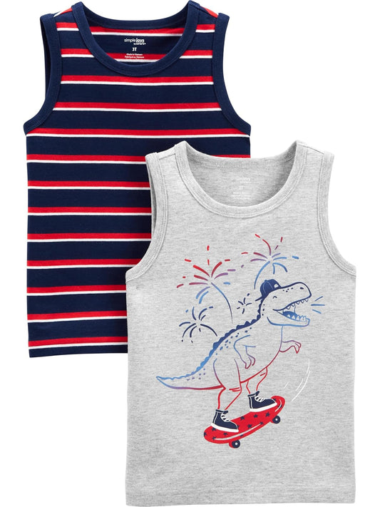 Simple Joys by Carter's Paquete múltiple de Camisetas sin Mangas musculares Playera sin Mangas para bebés y niños pequeños para bebés niños
