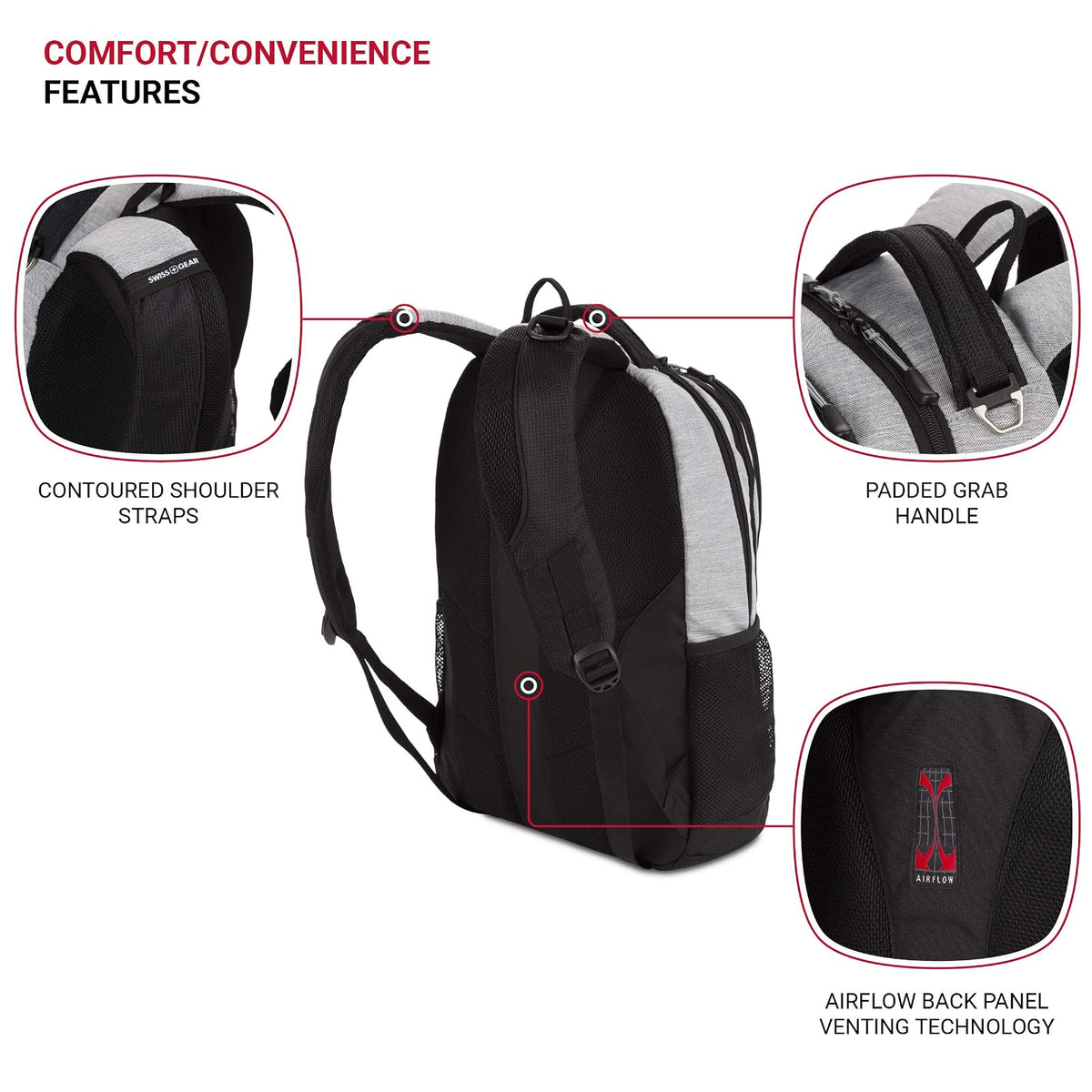 SwissGear Cecil Mochila, Computadora portÃƒ¡til, Heather Gray, Backpack Only