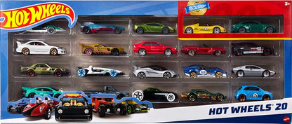 Hot Wheels Diecast Paquete de 20 Vehículos de Juguete con 2 Exclusivos para Niños de 3 Años