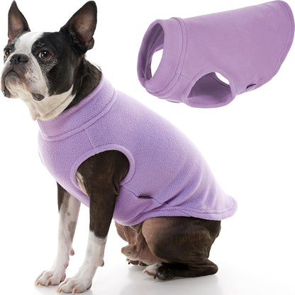 Gooby Chaleco de Forro Polar Elástico para Perro, Clima Frío - Lavanda - Large Longitud: (13")