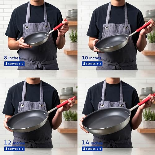 TRAMONTINA - Sartén Profesional, Aluminio de Alto Calibre, Acabado Cepillado, Mango de Acero Inoxidable Siliconado, con Remaches, para Uso Diario, Alta Durabilidad, Tamaño de 36 cm