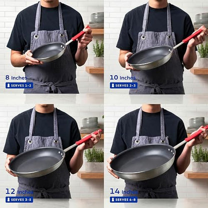TRAMONTINA - Sartén Profesional, Aluminio de Alto Calibre, Acabado Cepillado, Mango de Acero Inoxidable Siliconado, con Remaches, para Uso Diario, Alta Durabilidad, Tamaño de 36 cm