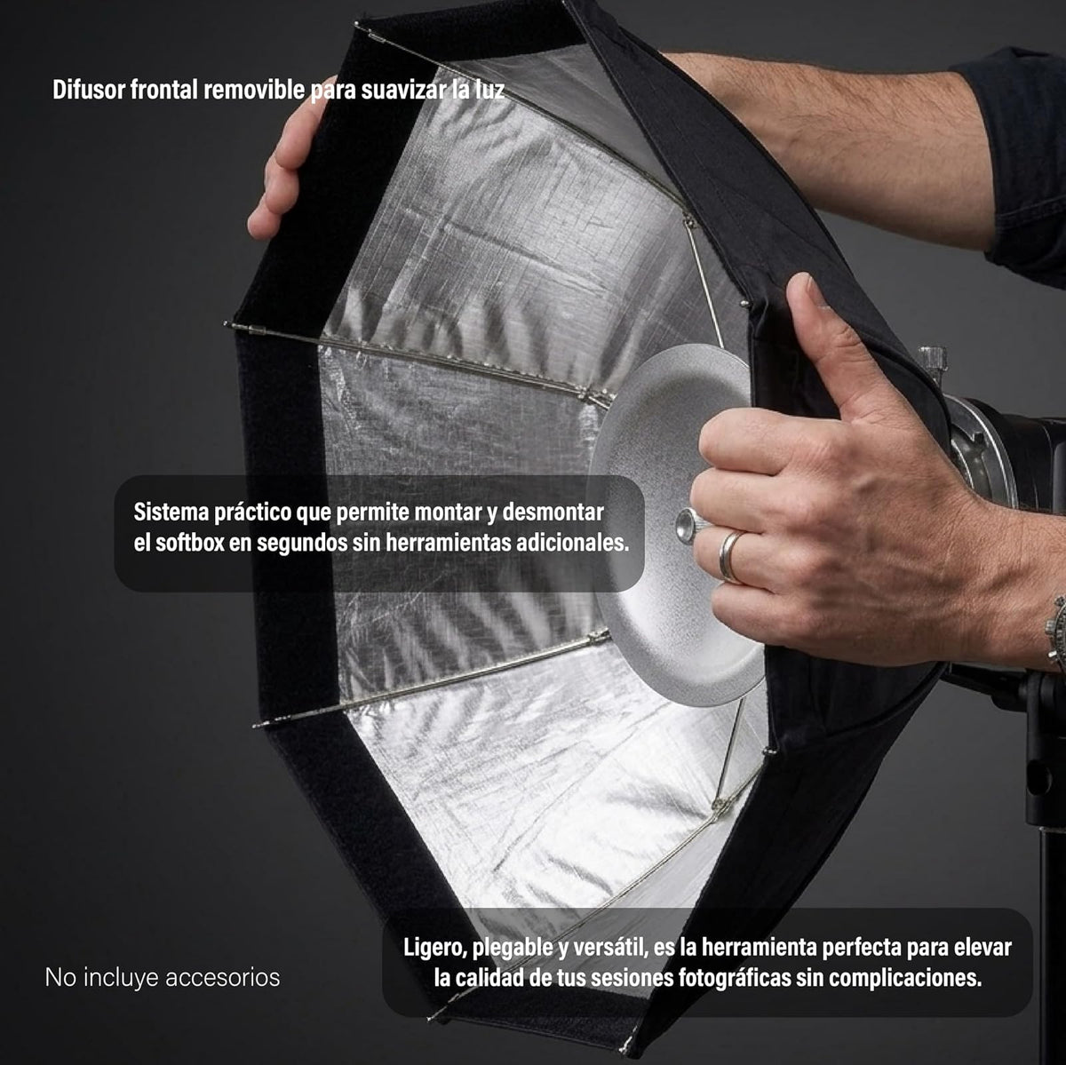 GODOX AD-S7 Softbox Octagonal 48cm Tipo Paraguas para Flash Godox, Difusor de Luz con Grid Panal, Deflector Aluminio, Caja de Luz para Fotografia, Beauty Dish Plegable con Bolsa