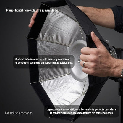 GODOX AD-S7 Softbox Octagonal 48cm Tipo Paraguas para Flash Godox, Difusor de Luz con Grid Panal, Deflector Aluminio, Caja de Luz para Fotografia, Beauty Dish Plegable con Bolsa