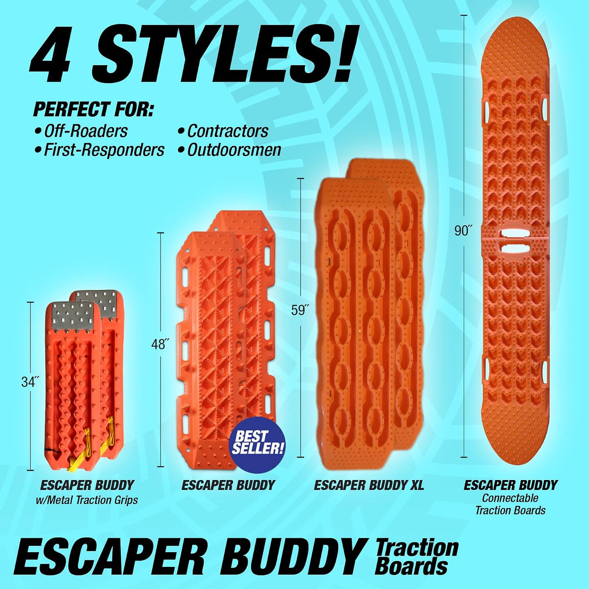 MAXSA Escaper Buddy Alfombrillas de Tracción Modelo 20333 | Naranja, Heavy-Duty, Paquete de 2, Resistente, Rojo 40 cm, Camionetas 4x4