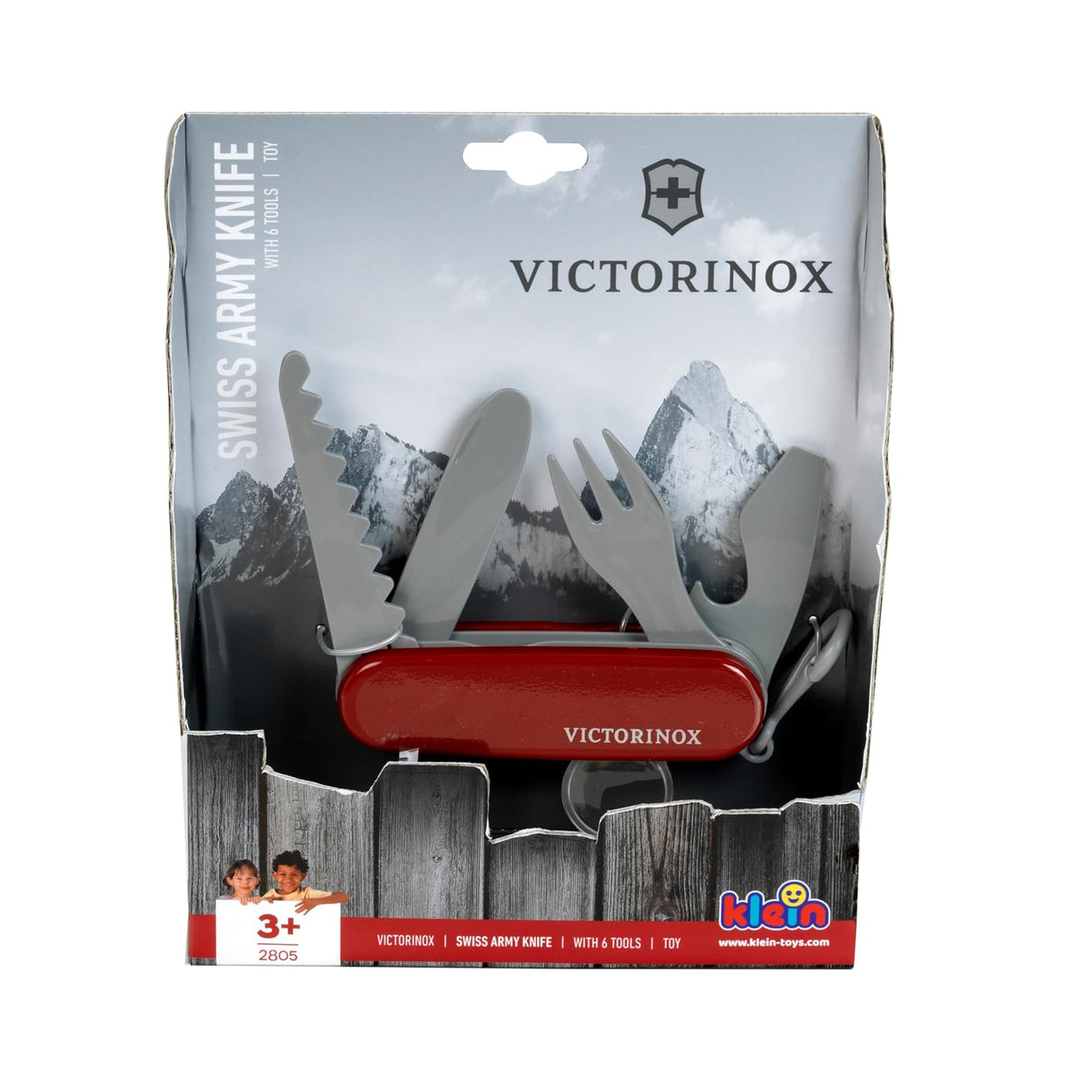 Victorinox Navaja de Bolsillo de Juguete, 8 Usos, Rojo, Navajas de juguete | Cuchillo de bolsillo de plástico para niños con sierra, cuchillo, tenedor y cuchara. Entrenamiento de habilidades motoras sin