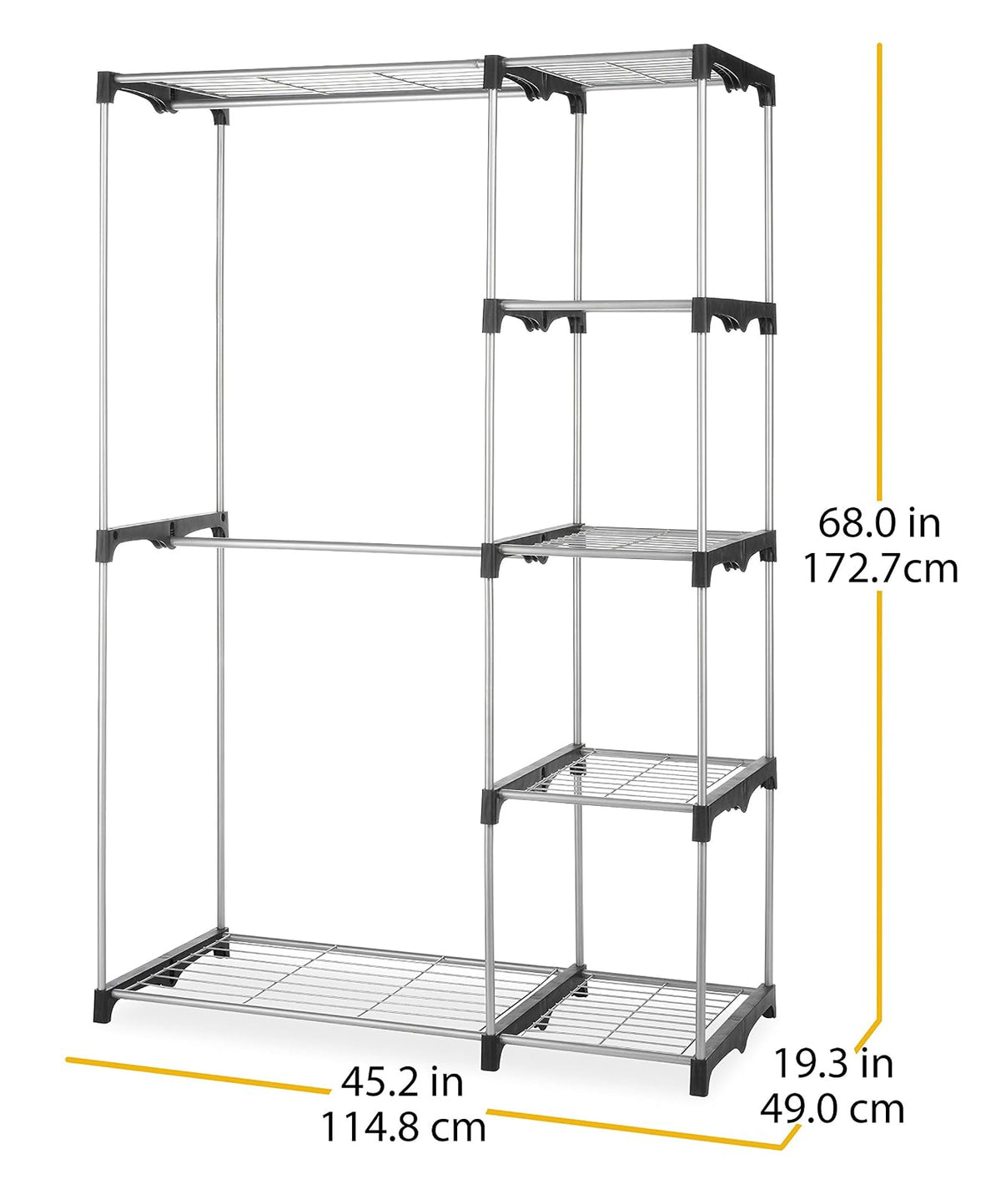 Whitmor 6779-3044 Double Rod Freestanding Closet with Steel and Resin Frame, 45.2 by 68-Inch, Silver by Whitmor