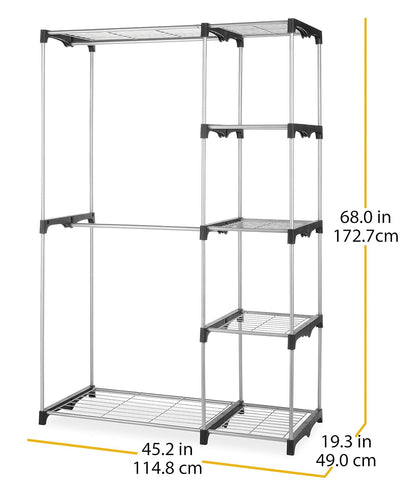 Whitmor 6779-3044 Double Rod Freestanding Closet with Steel and Resin Frame, 45.2 by 68-Inch, Silver by Whitmor