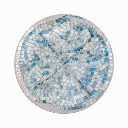 Alpine Corporation Tazón de Vidrio para Baño de Pájaros de Estilo Mosaico de 24" de Altura para Exteriores con Soporte de Metal, Azul
