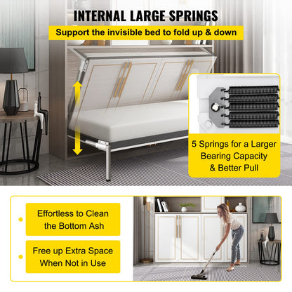 VEVOR Kit de Accesorios de Murphy Cama de Montaje Horizontal para Pared, Mecanismo de Muelles Resistente, Bricolaje para Tamaño Queen Individual, Blanco, 38 * 28.5 * 6