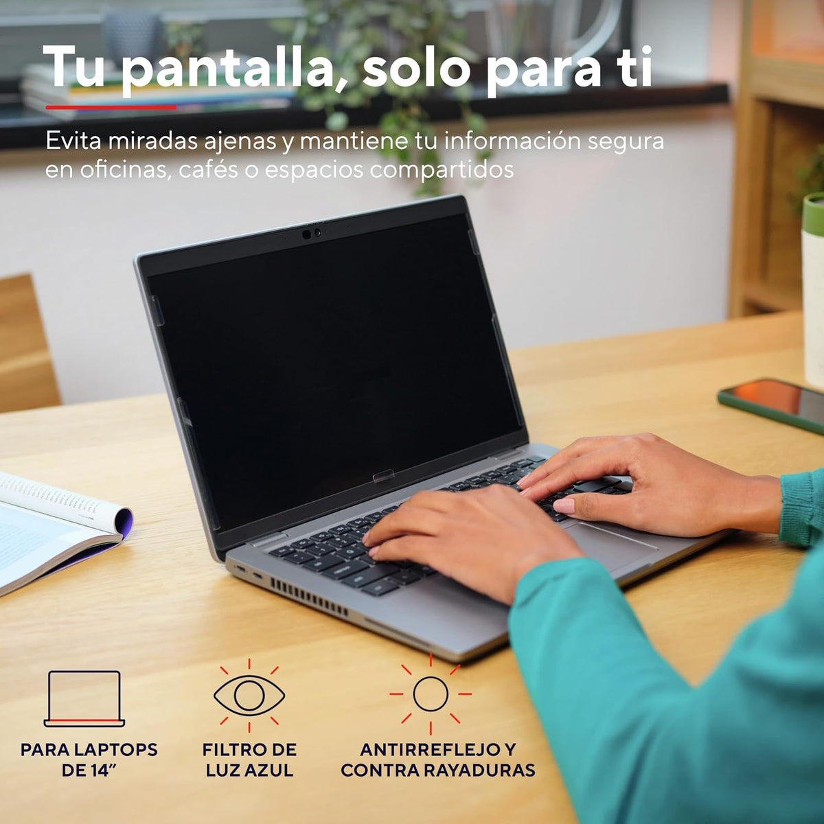 Trust Primo Filtro de Pantalla de Privacidad para Laptop 14" – Compatible con Pantallas Táctiles, Antirreflejos y Antiarañazos, Filtro de Luz Azul, Ángulo de Visión 60°
