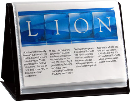 Lion Flip-N-Tell Display Book-N-Easel, Letter, 20-Pocket, Horizontal, 1 Easel Display Book (39008-H) - Carta - 20 Pocket