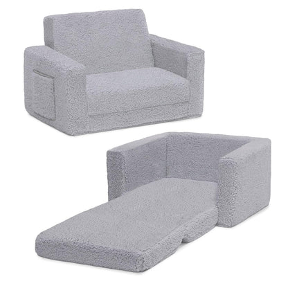 Cozee Flip-out Sherpa 2-in-1 Convertible Chair to Lounger for Kids