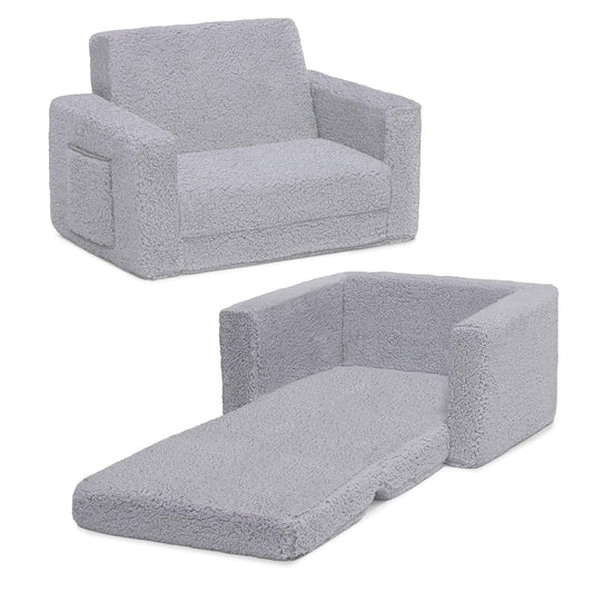 Cozee Flip-out Sherpa 2-in-1 Convertible Chair to Lounger for Kids