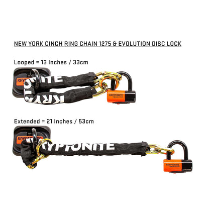 Kryptonite New York Noose 1275 Chain bicicleta Lock con Evolution Series 4 Disc Lock Chain bicicleta Lock (2-Foot x 4-Inch)