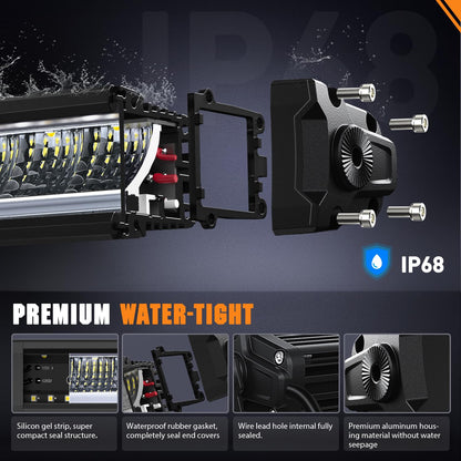 Nilight Barra LED 30 Pulgadas 120W DRL Ámbar IP68 Kit - 1 Pieza