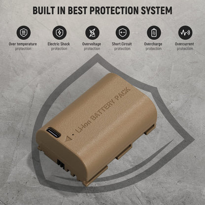 NEEWER Batería Recargable Cámara con USB Tipo C 2,5 Horas Carga Rápida, 2400mAh LP-E6NH LP-E6N LP-E6 Batería Repuesto Compatible con Canon EOS R5 R6 R6 II R7 R 5D II III IV 6D 6D II 70D 80D 90D