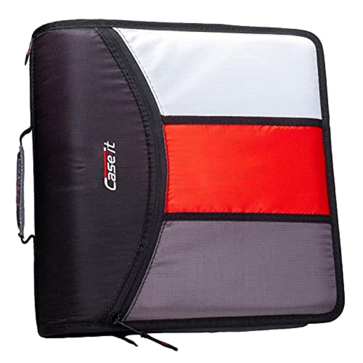 Case-it - Carpeta con cierre The Mighty con cierre, anillas tóricas de 3 pulgadas, carpeta de archivos expansibles de 5 colores, múltiples bolsillos, capacidad de 600 hojas, viene con correa para el
