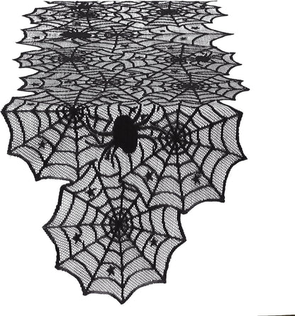 DII Halloween Lace Table Runner for Halloween Parties, Décor, Dinners, 18 by 72-Inch, Black