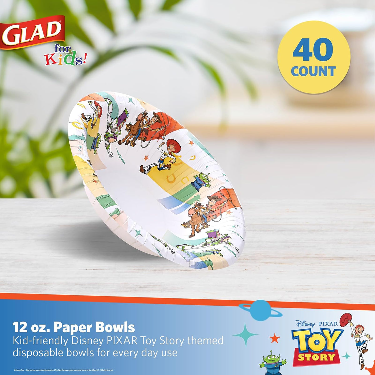 Glad para Niños Disney Pixar Toy Story - Cuencos de Papel 12 onzas (40 unidades)