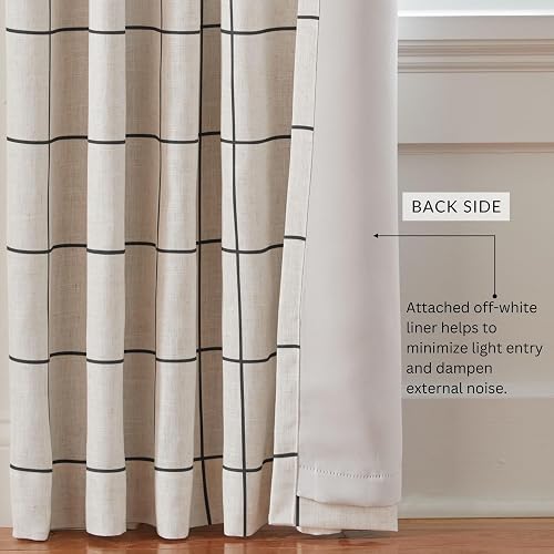 Elrene Home Fashions Brighton - Cortina oscurecedora a Cuadros para Ventana, Sala de Estar y recámara con pestañas de Bolsillo para Barra, 52 x 95 Pulgadas, 1 Panel