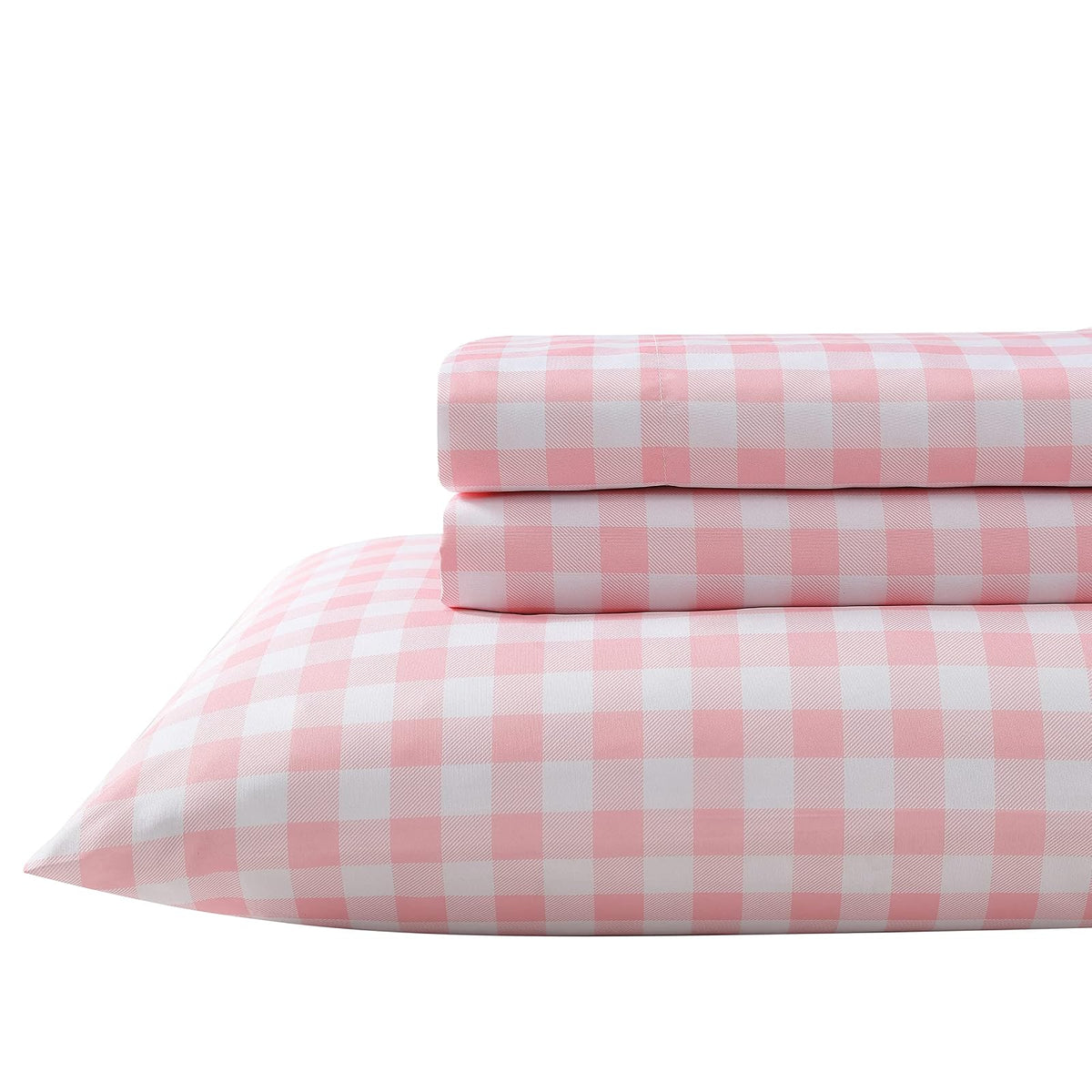 Eddie Bauer - Sábanas Individuales XL, Resistente a Las Manchas con Fundas a Juego, súper Suaves, Ideales Esenciales para habitación Rosa (Amapola a Cuadros, Color Rosa, tamaño Individual XL)