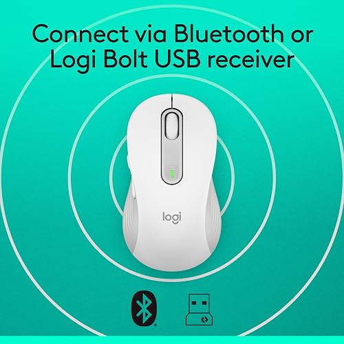 Logitech Signature M650 Mouse inalámbrico - para Manos pequeñas y Medianas, 2 años de batería, Clicks silenciosos, Botones Personalizables, Bluetooth, PC/Mac/multidispositivo/Chromebook - Blanco