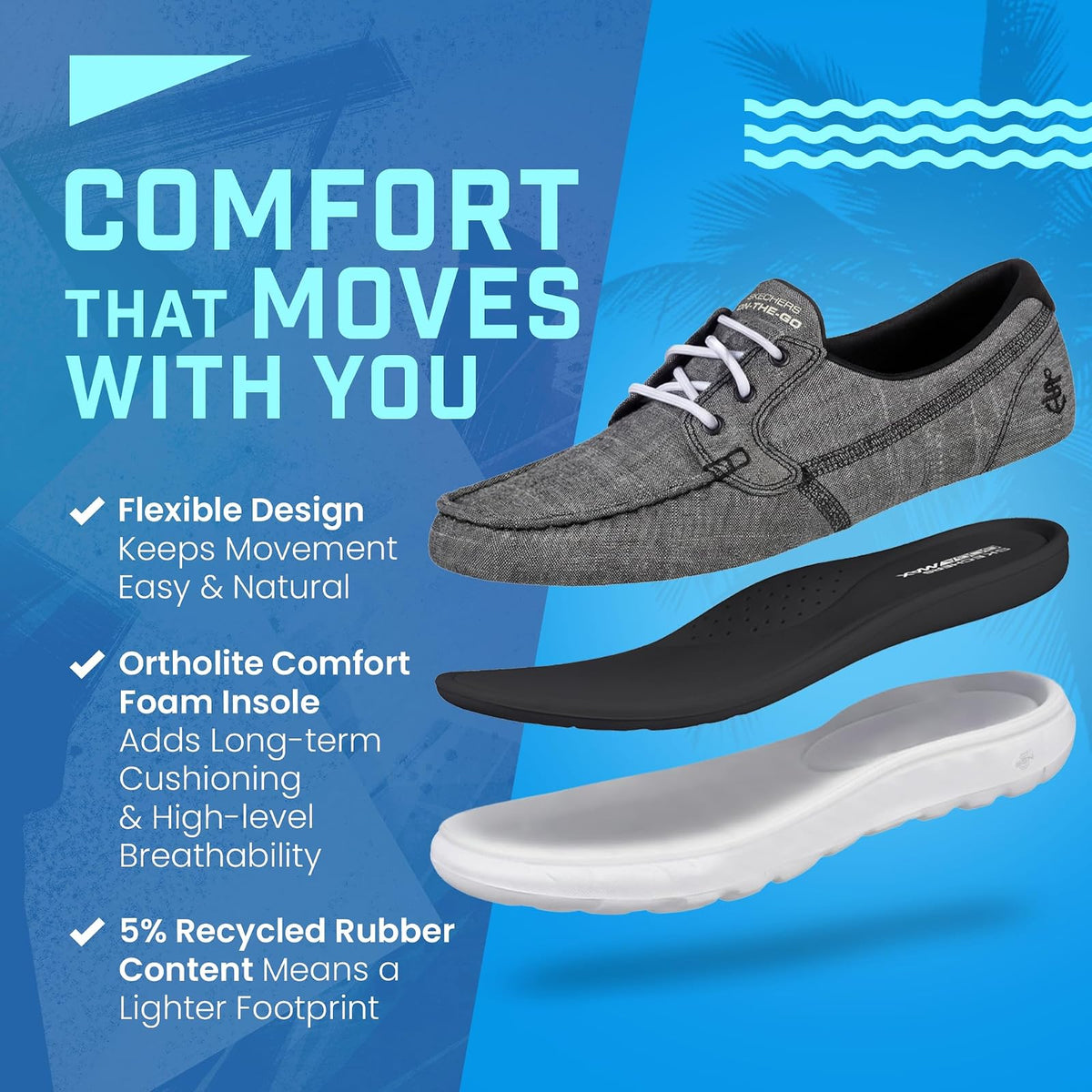 Skechers Go Walk Lite-15433 - Zapatos náuticos para Mujer
