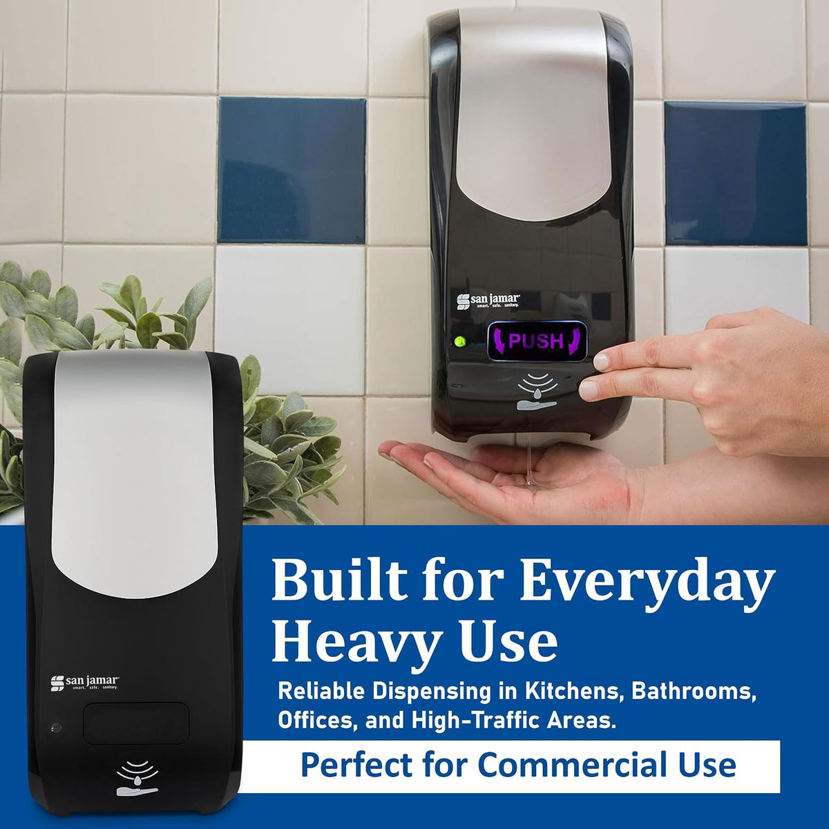 San Jamar SH970BKSS Rely Hybrid Dispenser, Black/Stainless Look