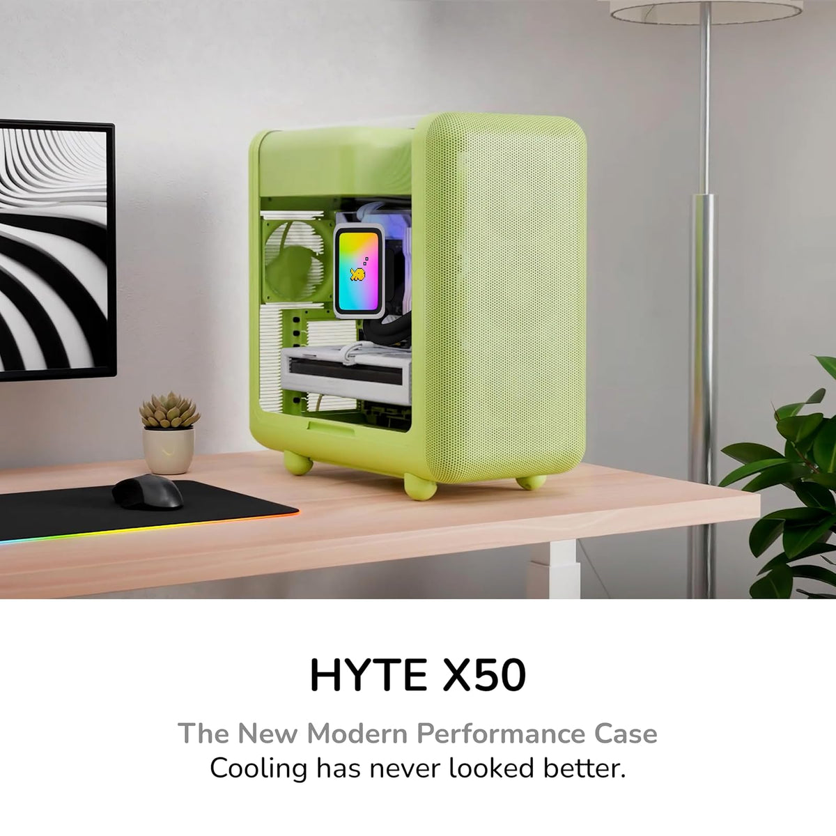 Hyte X50 Modern Performance ATX Estuche para Juegos de PC de Torre Media - Matcha Milk (Verde)