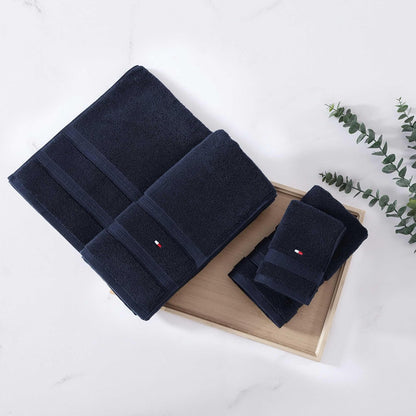 Tommy Hilfiger - Toallas de baño, Material súper Suaves y absorbentes de Alta Calidad con Cero Giro, Certificado Oeko-Tex (Harborside Solid Navy, Paquete de 6)