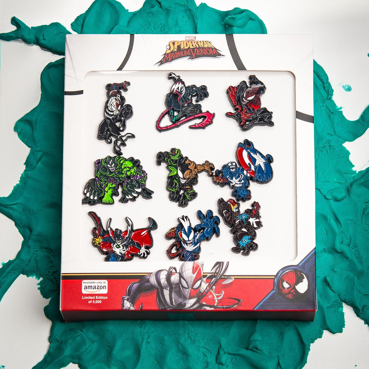 Marvel Producto Oficial de 9 Personajes venomizados Masculinos/héroes de edición Limitada a Base de Metal y esmaltado. (Exclusivo de ).