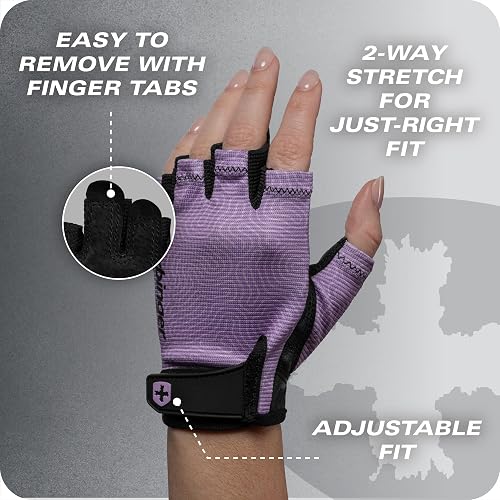 Harbinger Power Gloves 3.0 - Guantes duraderos para levantamiento de pesas de medio dedo con cierre de muñeca ajustable, palma de piel transpirable, talla S para mujer