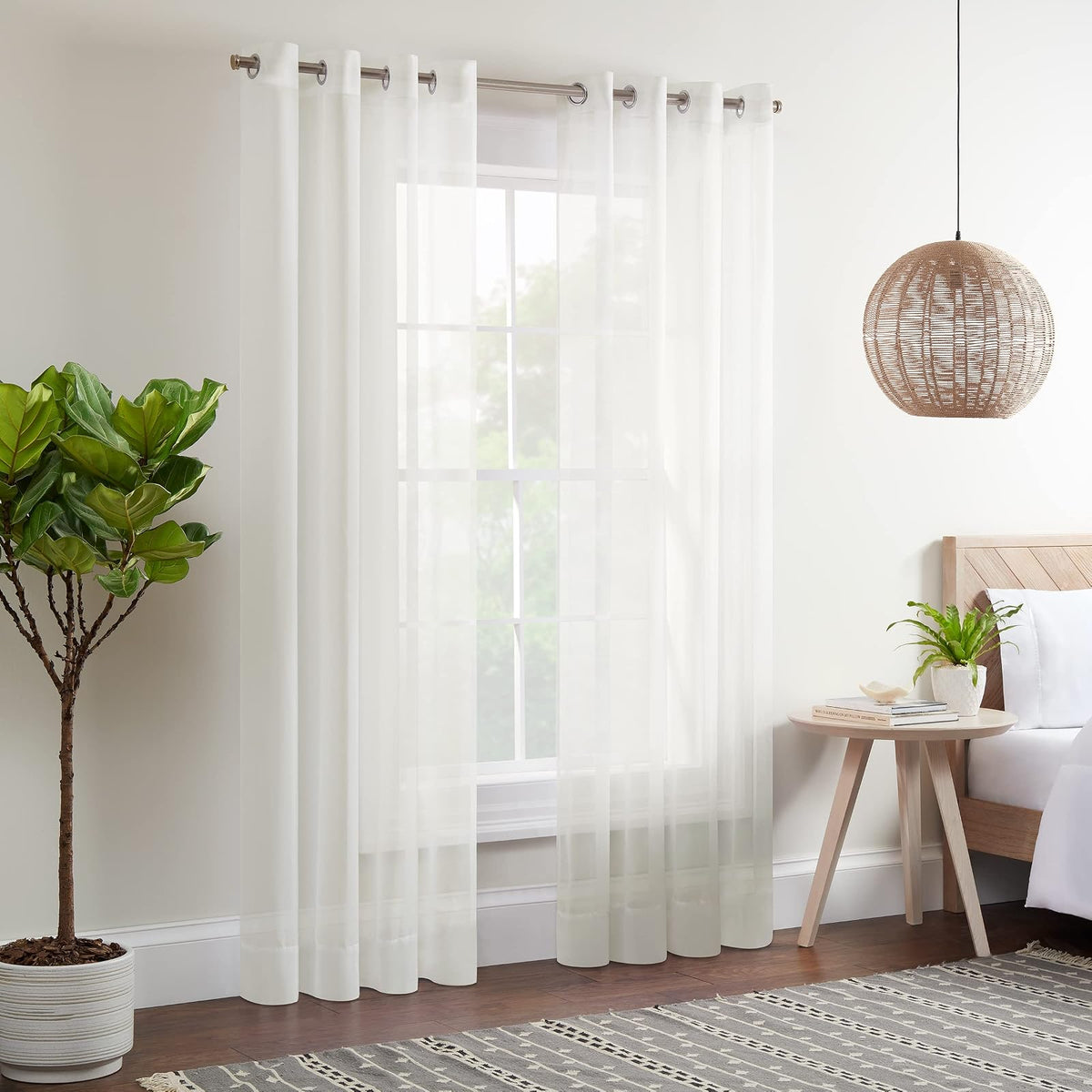 Eclipse Kiara Cortinas de Gasa Transparente, 2 Paneles - 137.2An x 213.4Al cm (2 Paneles) - Marfil
