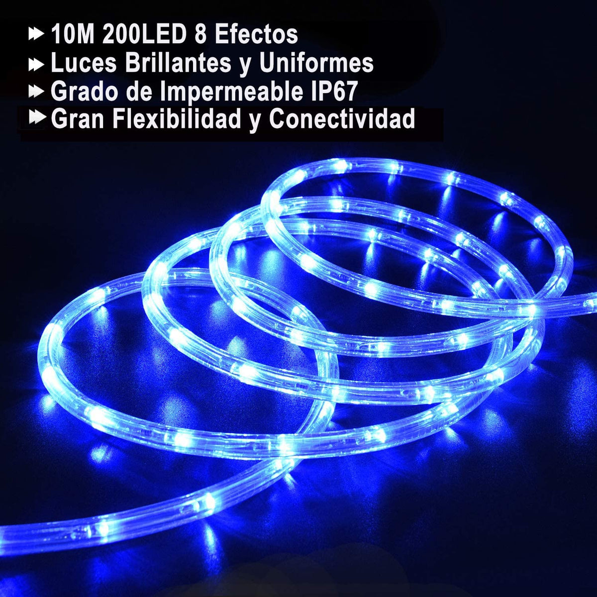 Dosyu 10M LED Navideña, 200LED 110V 2 cables Cuttable de Navidad Luces de la cuerda al aire libre, 200 LED a prueba de agua al aire libre caliente luces de la cuerda para la cubierta(Azul)