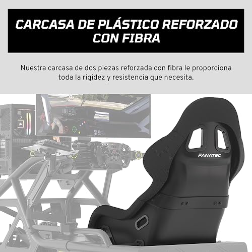 Fanatec ClubSport GT Sim Racing Asiento – Rígido y Duradero, Carcasa Reforzada con Fibra, Espuma Acolchada, Tejido Transpirable, Soporte Lumbar – Negro