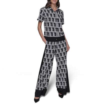 Karl Lagerfeld - Camisa de Campamento Esencial con Cuello múltiple para Mujer
