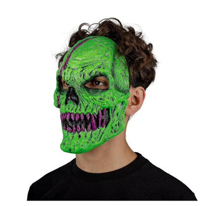 Ghoulish Productions Máscara De Látex Skull fangs Green Monster, Urban Mask Efecto Neón Calavera Creepy, Disfraz Aterrador para Halloween y Fiestas Temáticas, Cosplay, Diseño Artesanal Face Mask