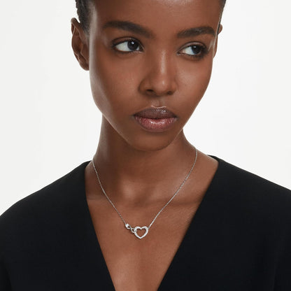 Swarovski Colgante Hyperbola, Corazón y símbolo del infinito, Blanco, Baño de rodio
