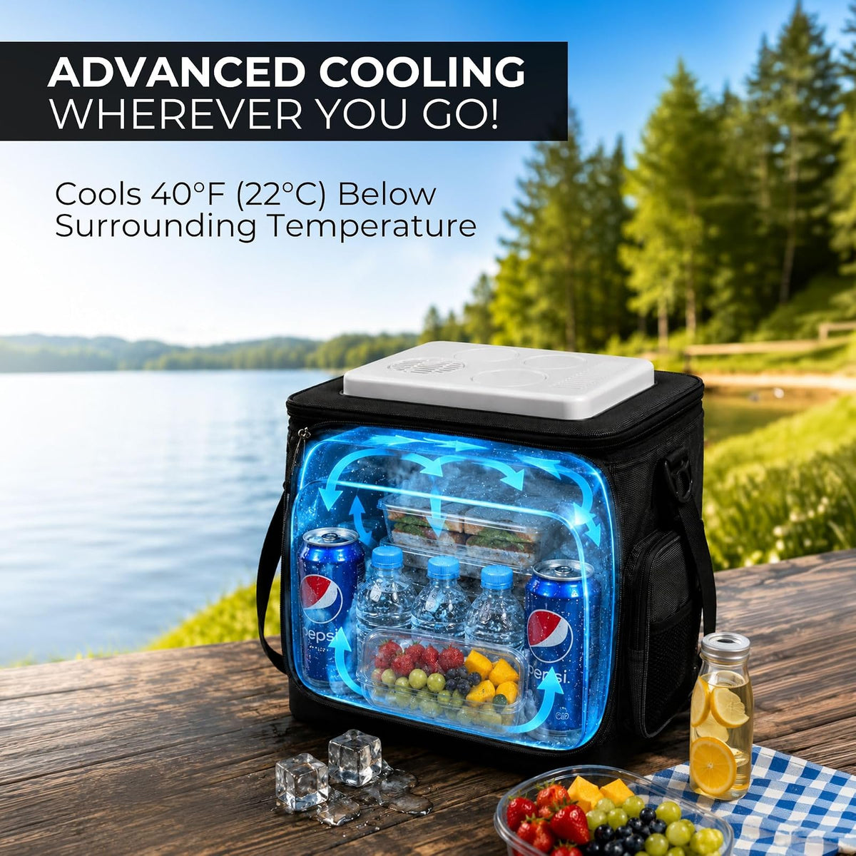 Koolatron - Enfriador eléctrico portátil con Enchufe de 12 V, 26 Cuartos de galón (25 l), Nevera portátil de Coche con Cable de alimentación CC, Correa de Hombro Ajustable, Almacenamiento de Cables