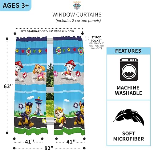Franco - Juego de Cortinas de Cortina para habitación Infantil, 82 x 63 Pulgadas, Patrulla Canina