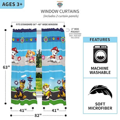 Franco - Juego de Cortinas de Cortina para habitación Infantil, 82 x 63 Pulgadas, Patrulla Canina