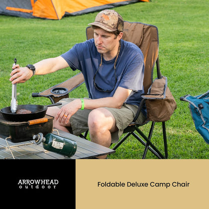 ARROWHEAD OUTDOOR - Silla Plegable portátil de Lujo con reposacabezas, Vidrio y portavasos, Enfriador de 6 latas, Bolsa de Transporte Resistente, Capacidad de Peso de 550 Libras