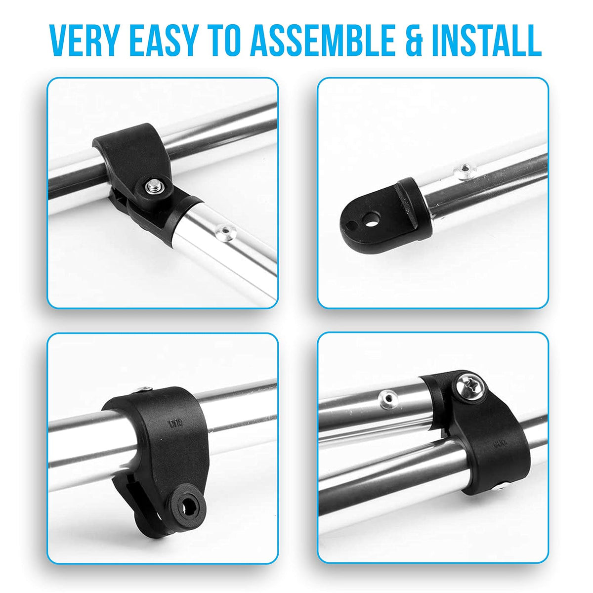SereneLife - Toldo Bimini de Lona con 3 Lazos, Tubo de Marco de Aluminio de Doble Pared de 1 Pulgada, 2 Correas y 2 Postes de Soporte Traseros, Bota de Almacenamiento