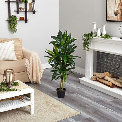 Nearly Natural 6585 Dracaena Decorative Silk Plant, 48-Inch, Green | Troncos multitonales, gran planta de seda para interiores, sin mantenimiento, sala de estar y decoración de oficina en casa