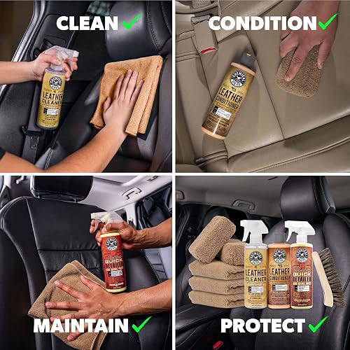 Chemical Guys HOL303 Kit Limpiador y Acondicionador de Cuero para Interiores, Muebles y Botas, 9 Piezas